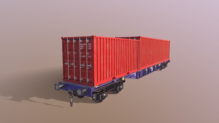 Railwagon Container 3D Model