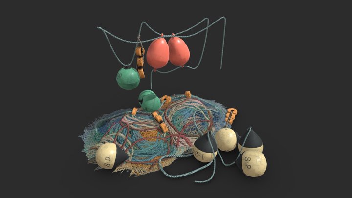 Fishing Buoys & Nets 3D Model