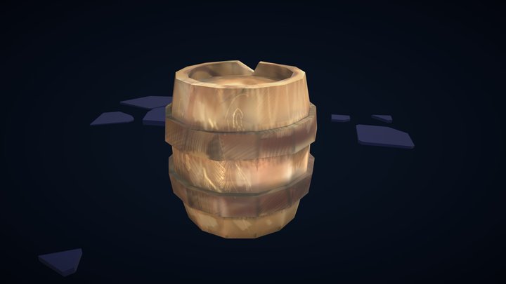 lowpoly Oak Barrel 3D Model