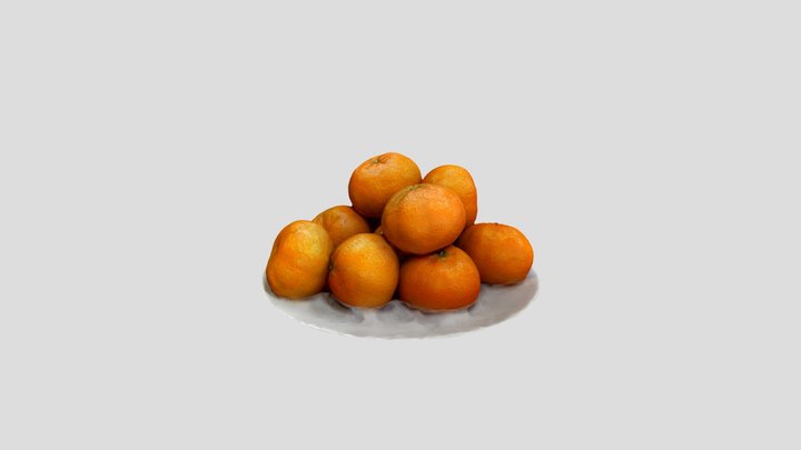Plate with tangerine fruit 3D Model
