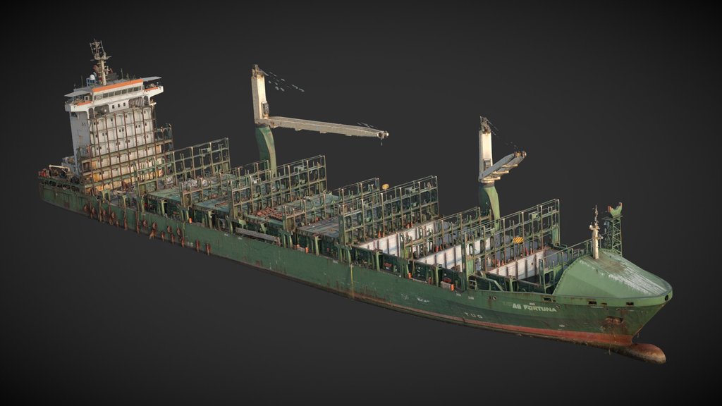 Stranded cargo ship, Giant vessel, Rusty ship