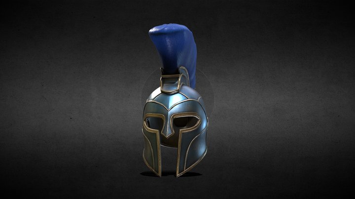 Ancient Blue Hoplite Warrior Helmet