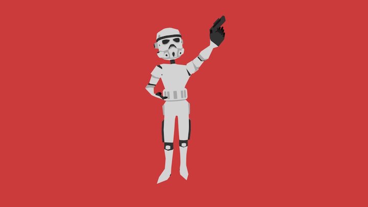 Low Poly Stormtrooper Animation 3D Model
