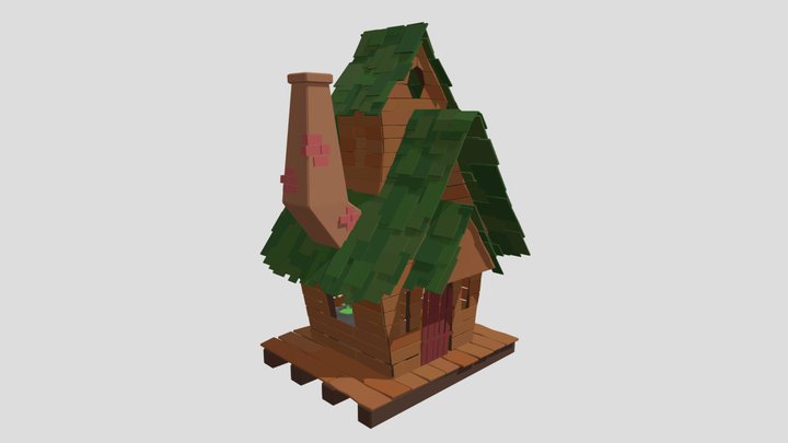 Low Poly Halloween Witch House 3D Model