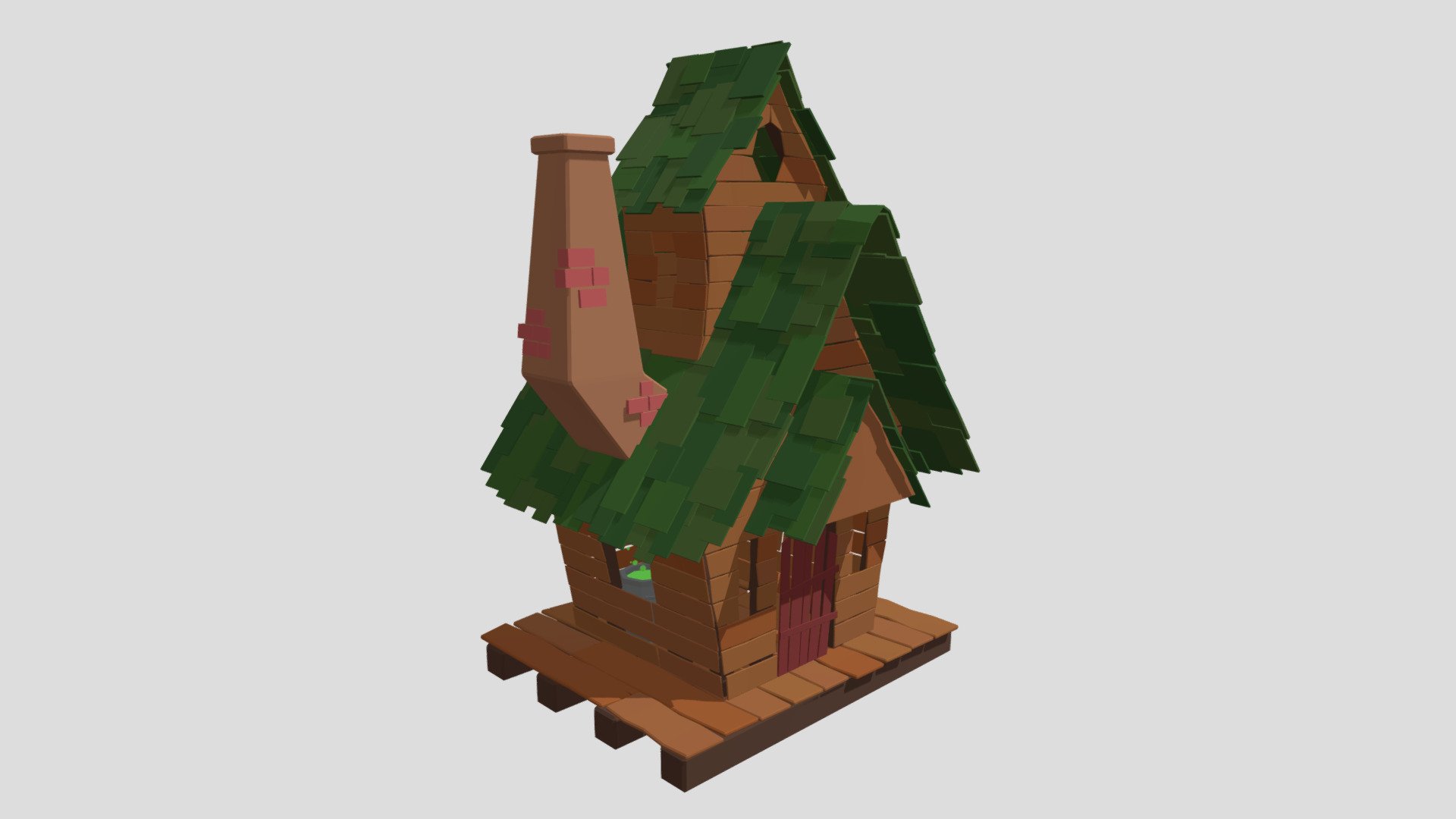 Low Poly Halloween Witch House