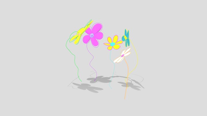 Flying Flowers 3D Model