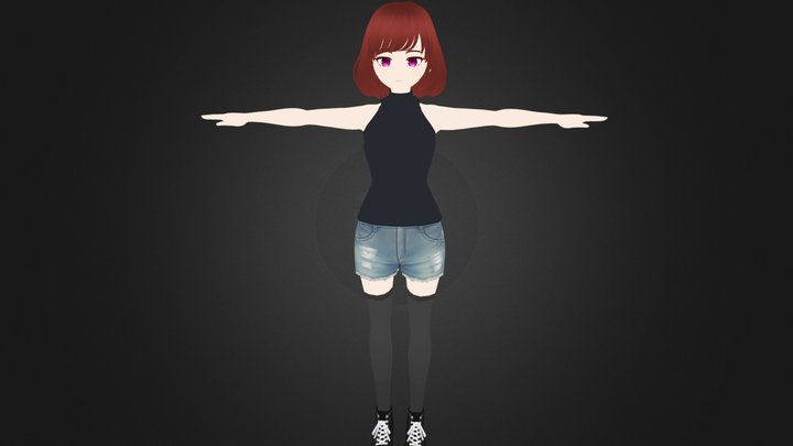3D Anime Character girl for Blender 12 3D Model