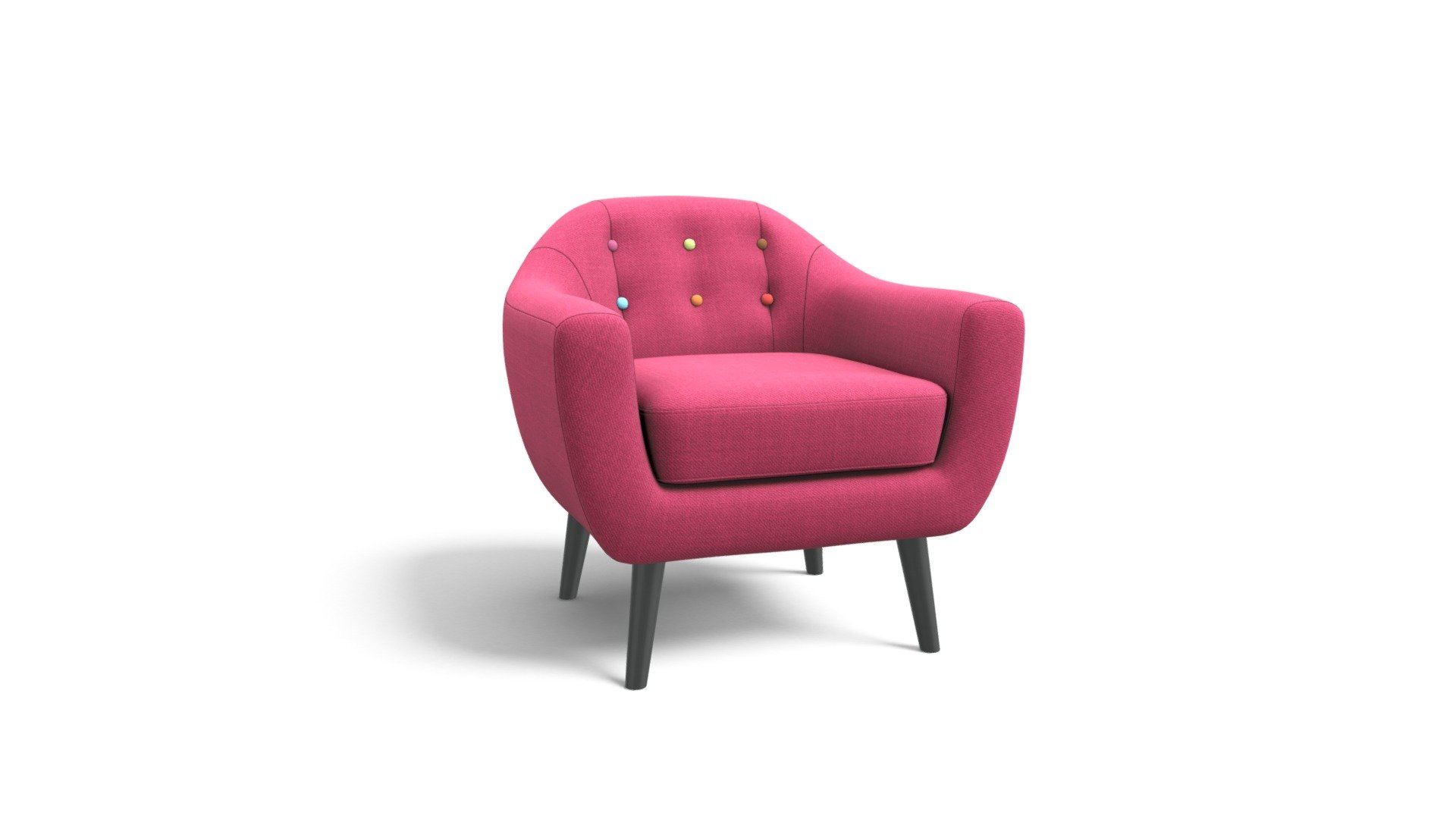 Ritchie Armchair, Candy Pink & Rainbow Buttons