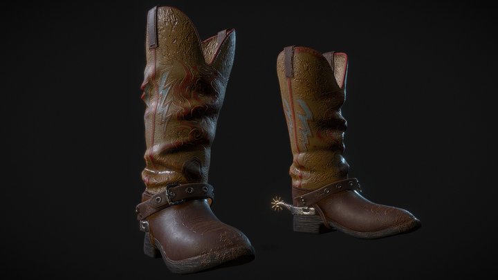 Boots with Spurs 3D Model