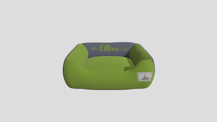 Cama Cachorro e Gato Love Verde e Cinza 3D Model