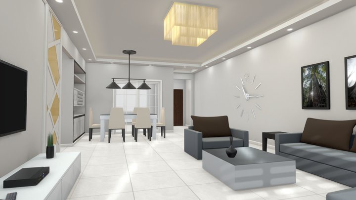 Living Room Lowpoly 3D Model