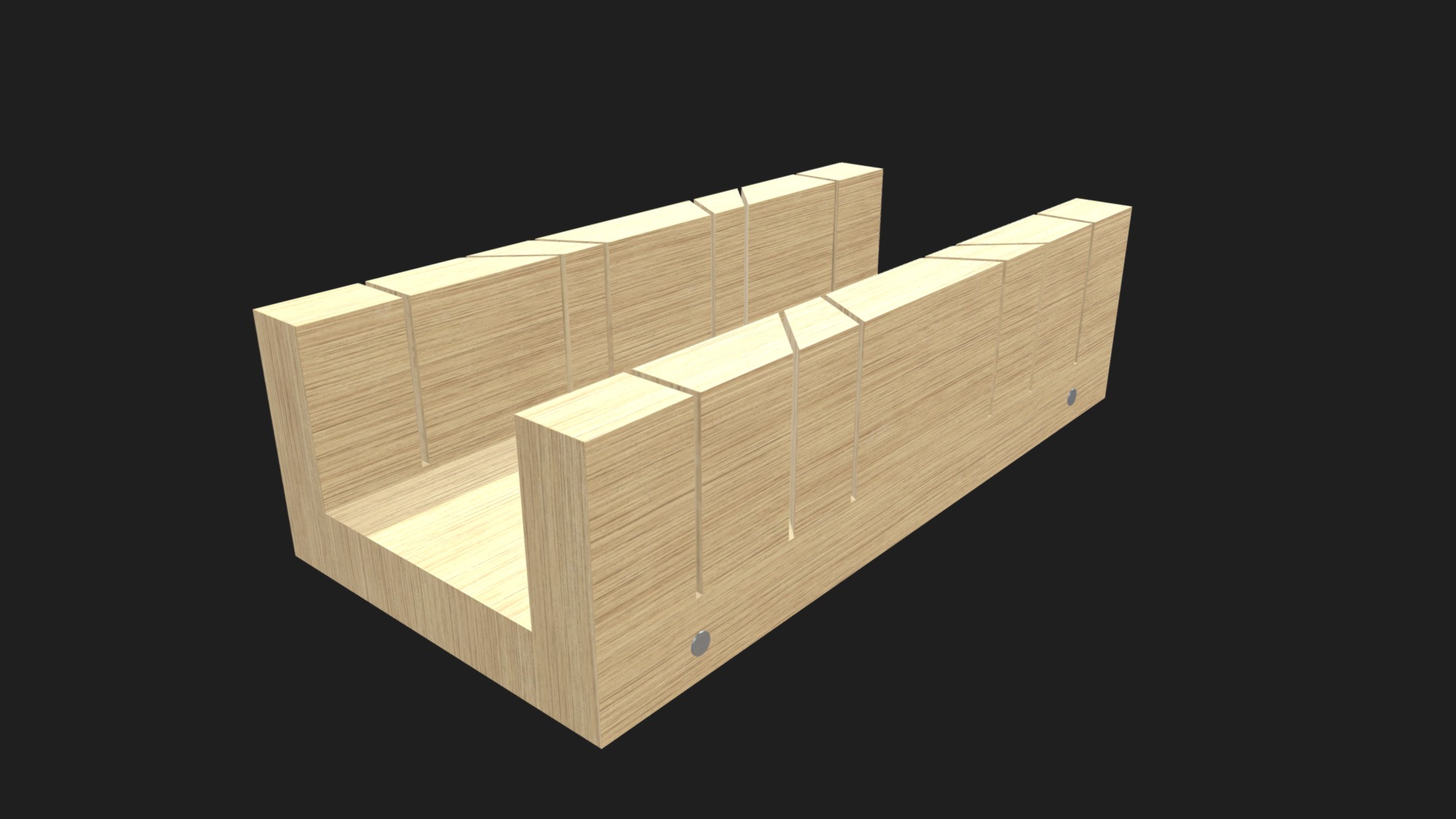 3D model Mitre box - This is a 3D model of the Mitre box. The 3D model is about a wooden box with a black background.