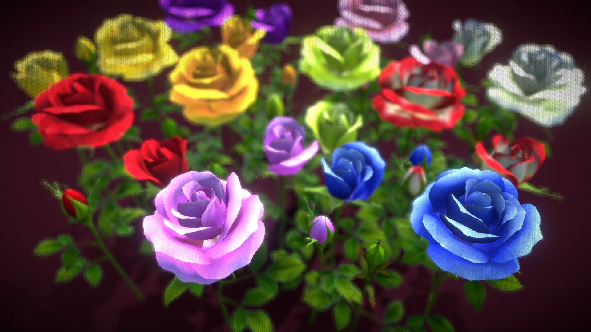 3D model Flower Rose Madiver - This is a 3D model of the Flower Rose Madiver. The 3D model is about a group of colorful flowers.