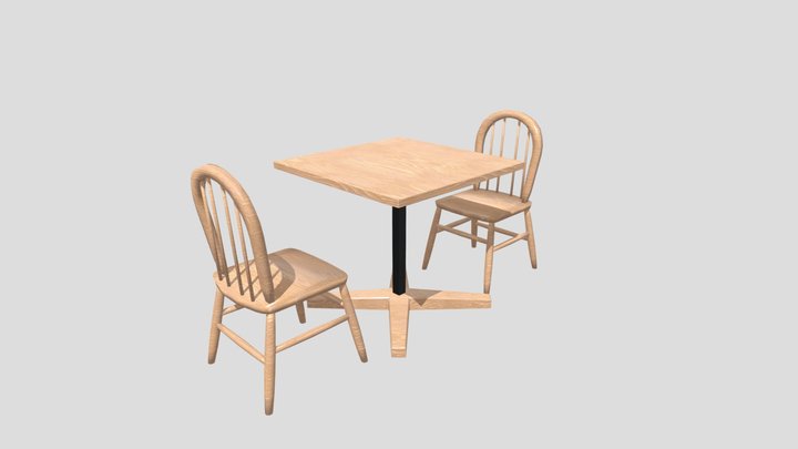 Cafe Shop - Chair And Desk 3D Model