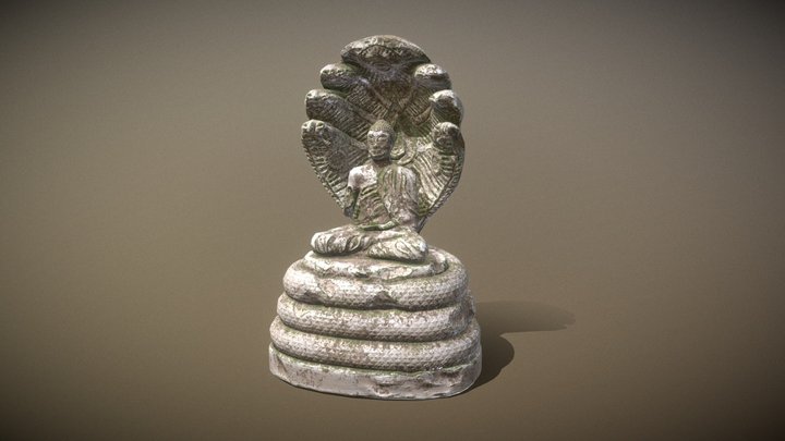 Buddha on a Naga snake. 3D Model