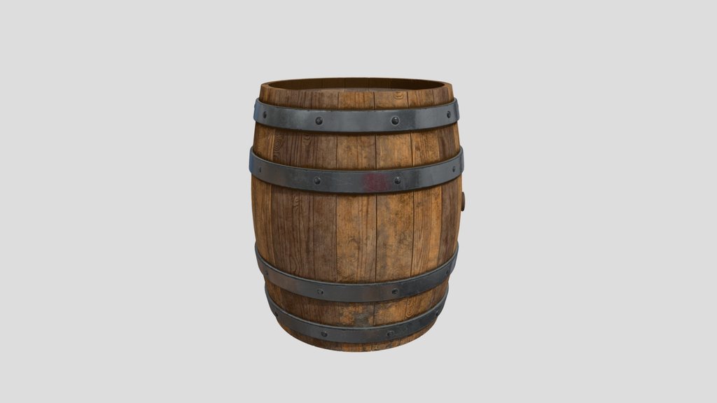 Realistic Wooden Wine Barrel - Game Ready PBR