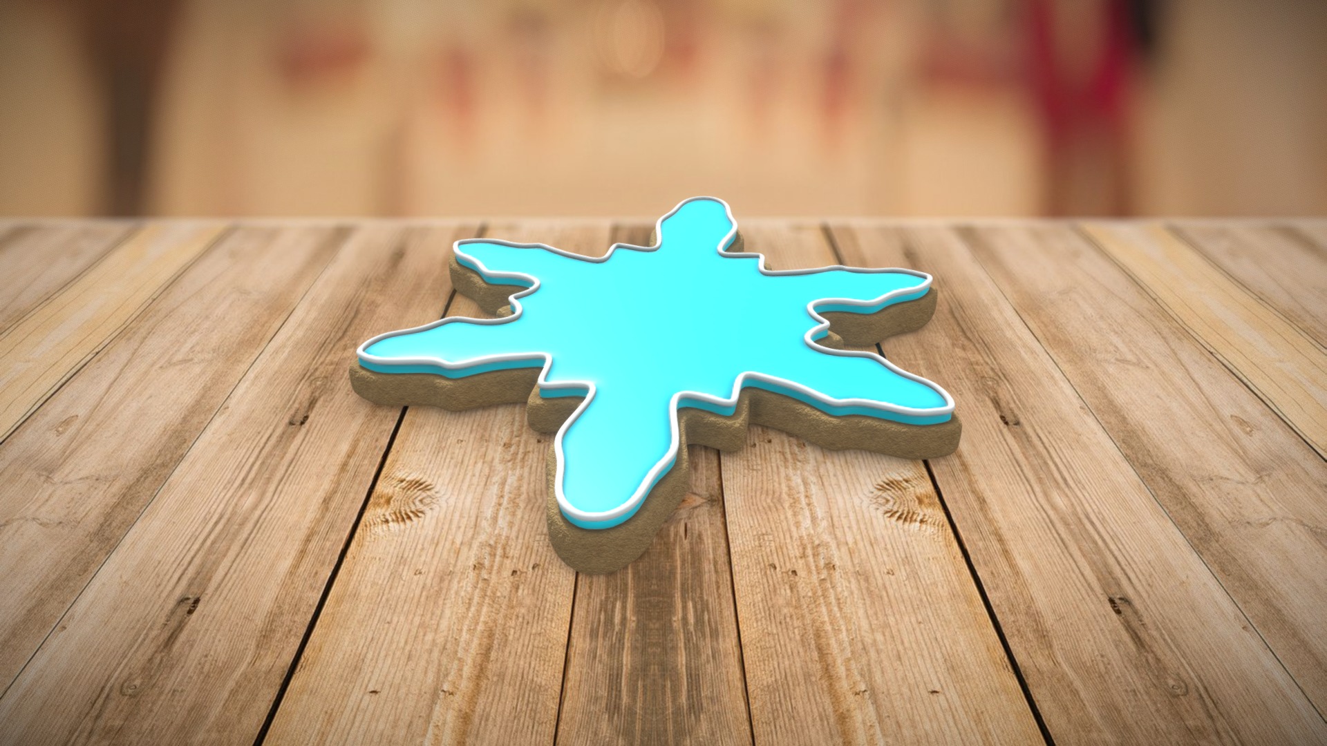3D model Winter Snowflake Holiday Cookie Christmas Baking - This is a 3D model of the Winter Snowflake Holiday Cookie Christmas Baking. The 3D model is about a blue key on a wooden surface.