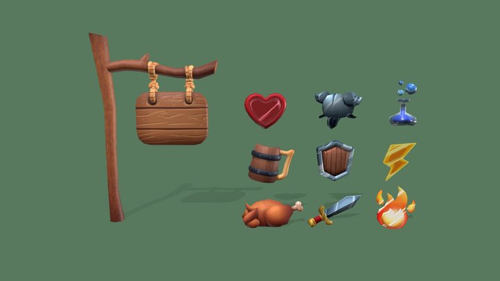 Starter RPG signs pack 3D Model