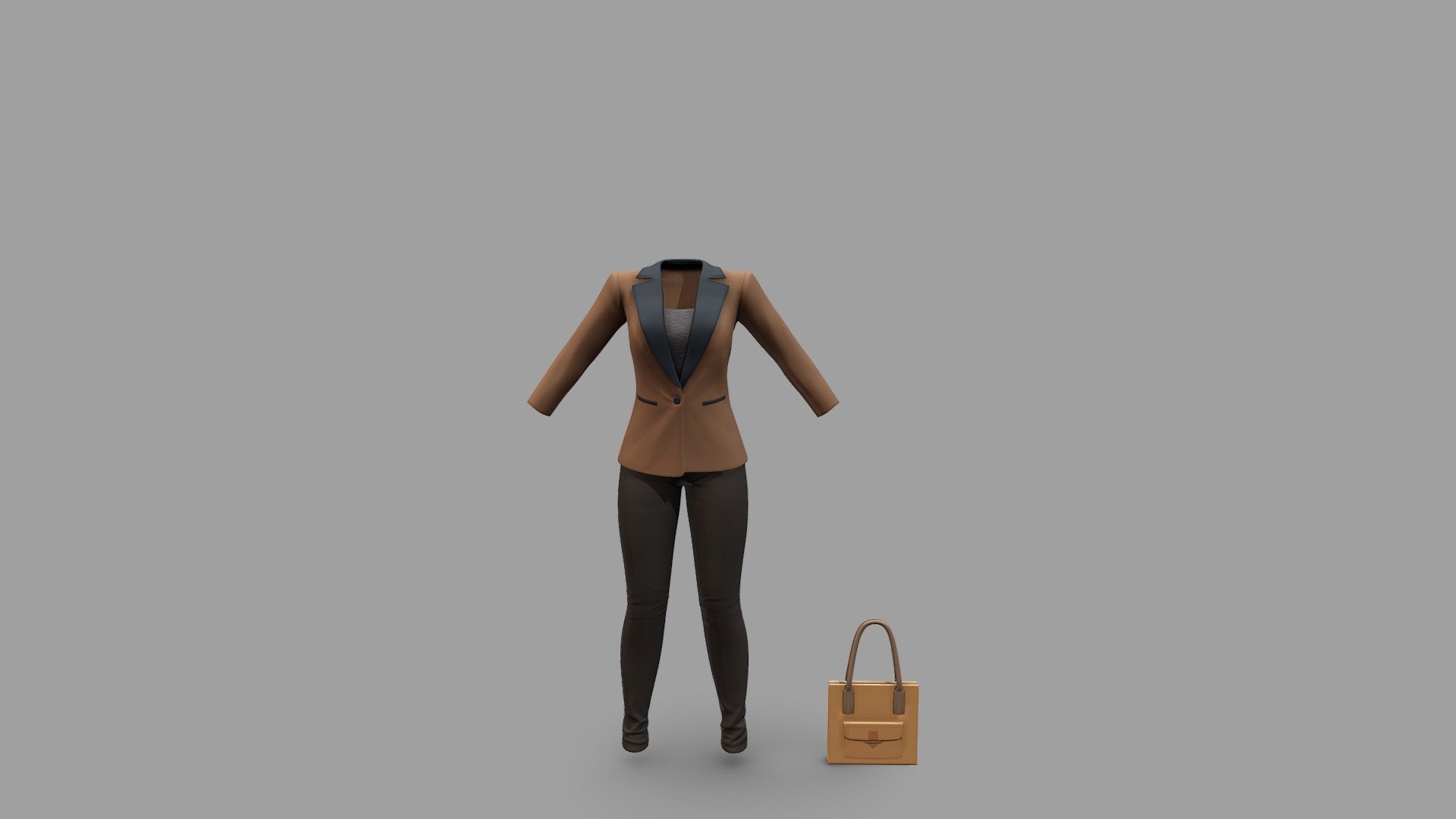 Female Brown Jacket Formal Outfit Low Poly