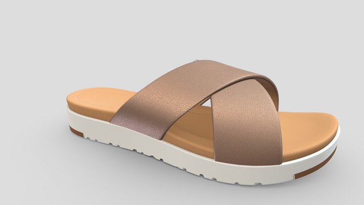 Kari Flat Sandals Cream 3D Model
