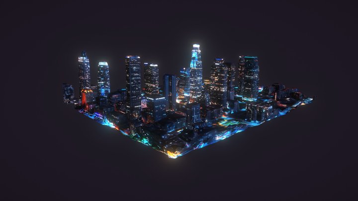 Downtown Los Angeles - City At Night. 3D Model