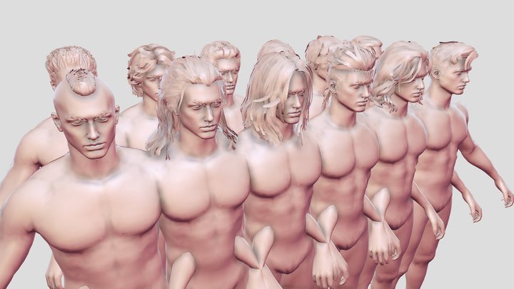 Male Fashion Hair collection 08 lowpoly haircard 3D Model