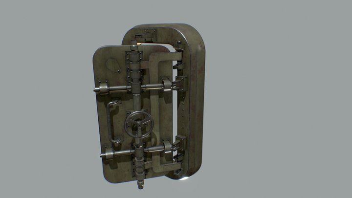 Old metal bunker door 3D Model