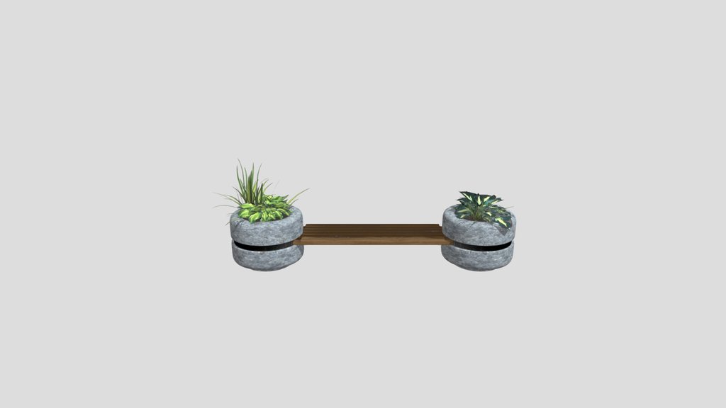 Bridge Bench Between Two Planters