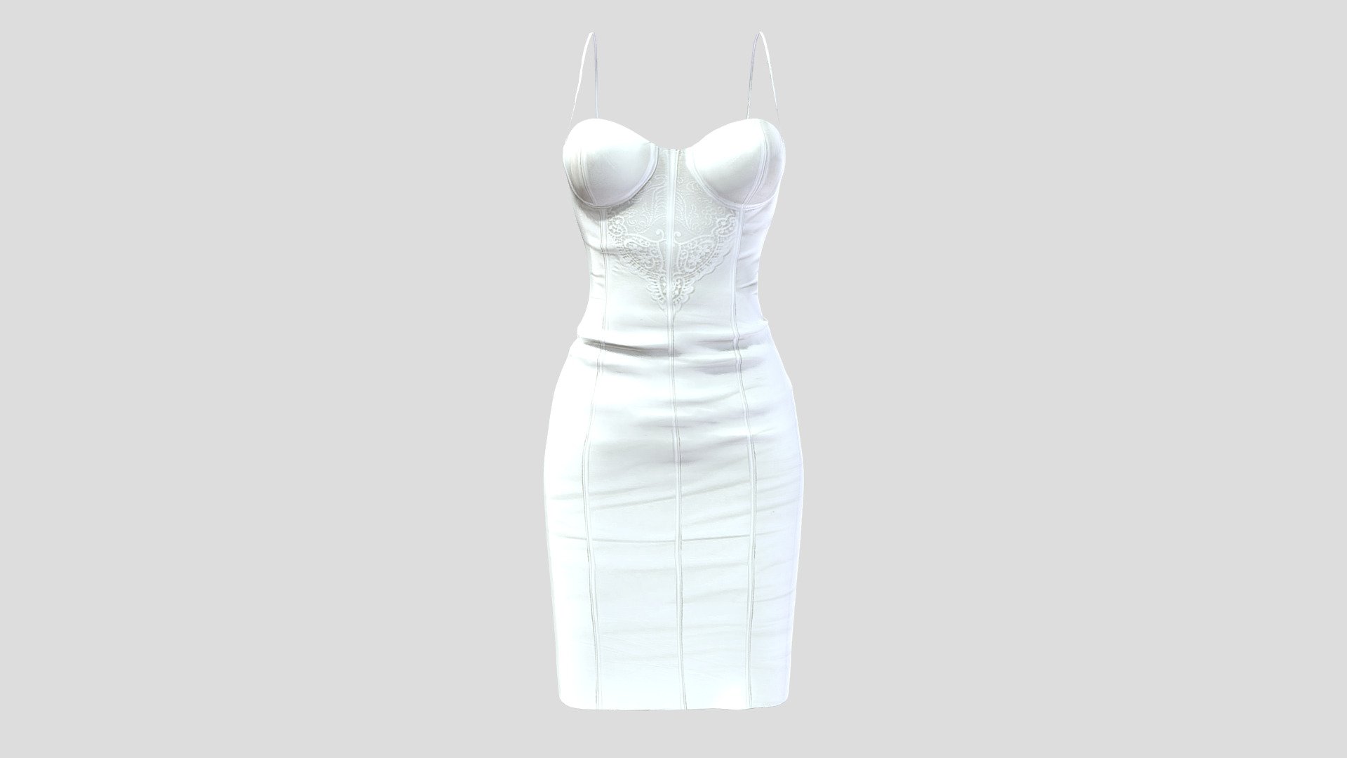 Female White Satin Corset Midi Dress - Buy Royalty Free 3D model by ...