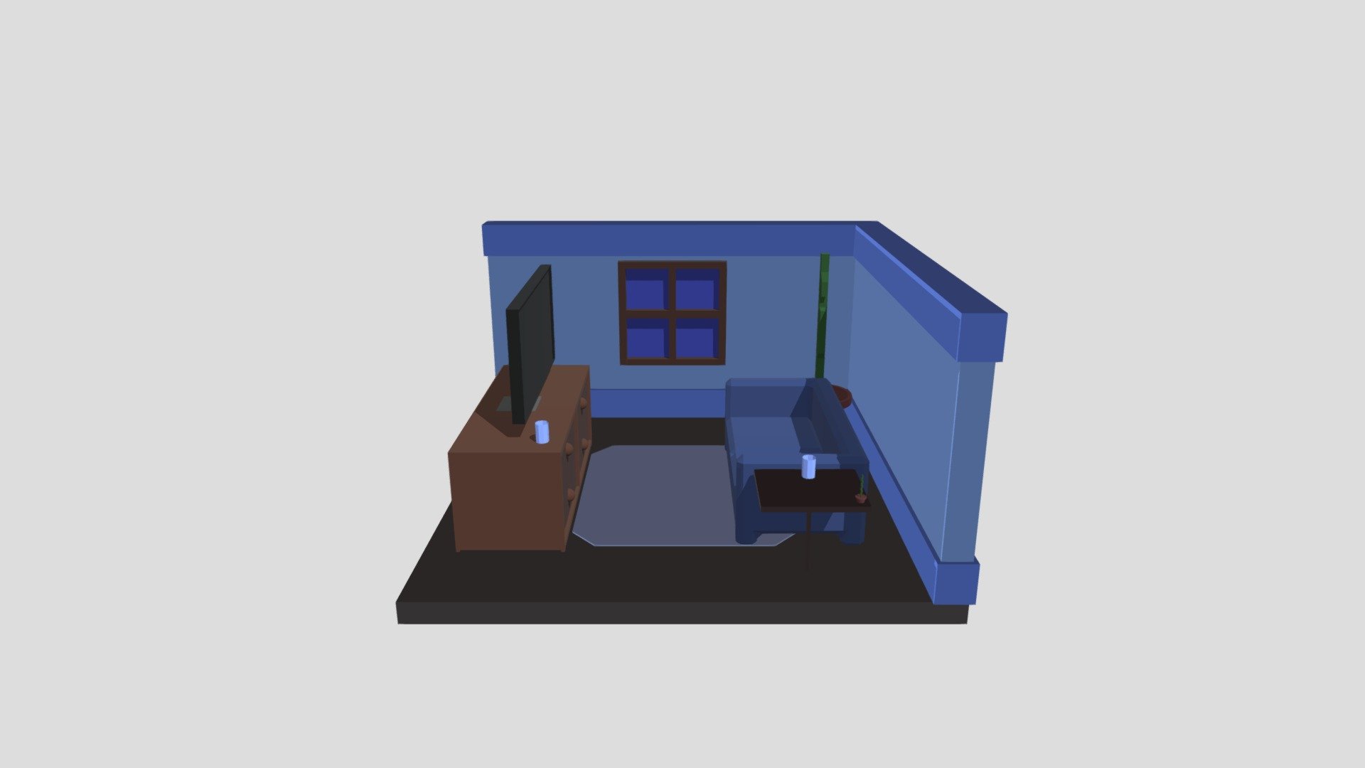 Living Room Low Poly - 3D model by Fenitek [a608669] - Sketchfab