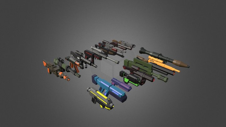 Low Poly Weapon Assets Bundle 3D Model