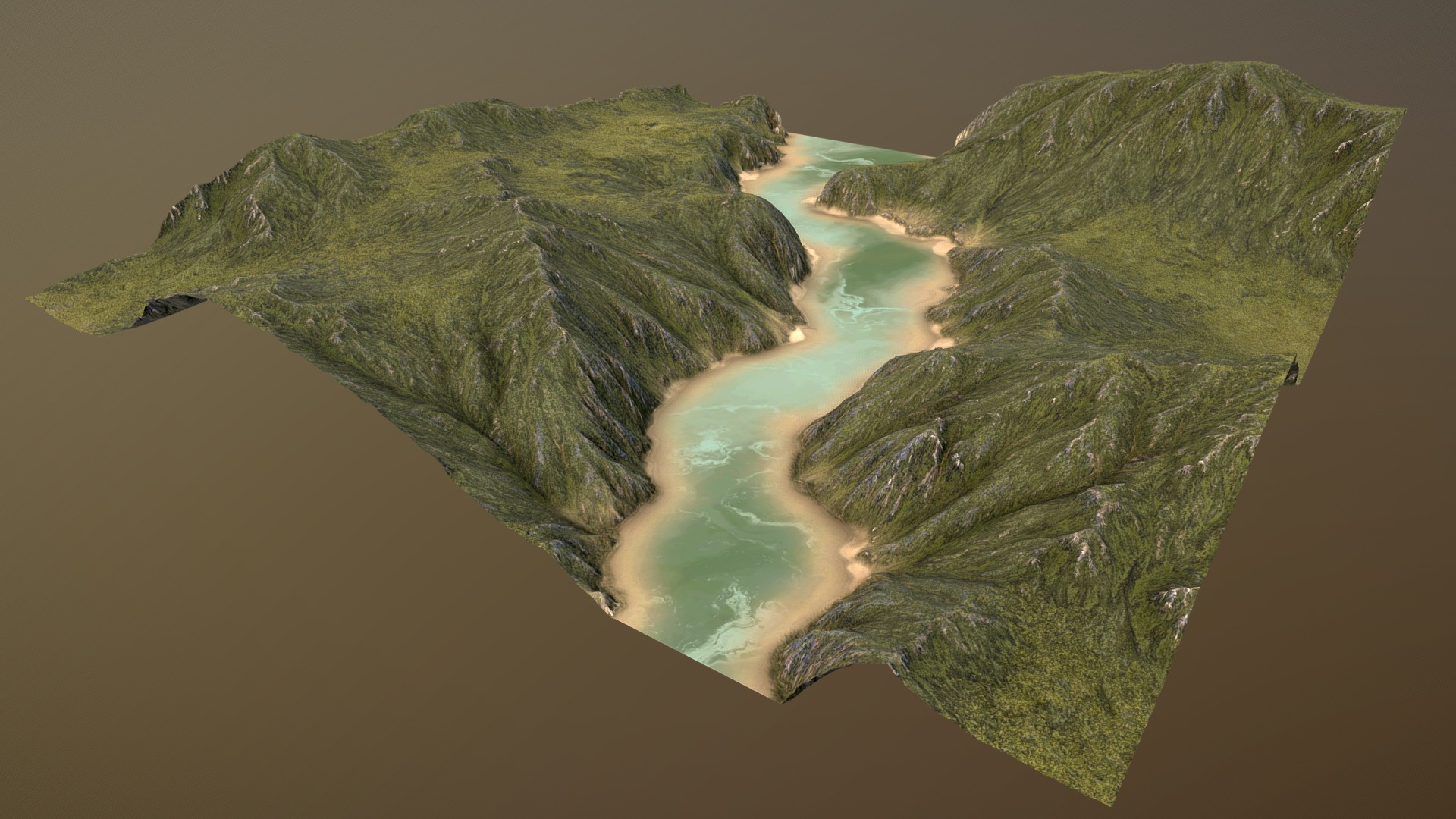 3D model River Valley - This is a 3D model of the River Valley. The 3D model is about a view of a mountain range.
