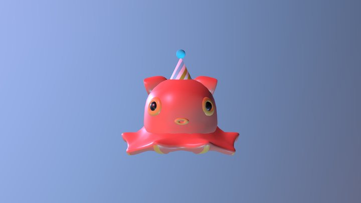 Party Octopus- Character Block Out 3D Model