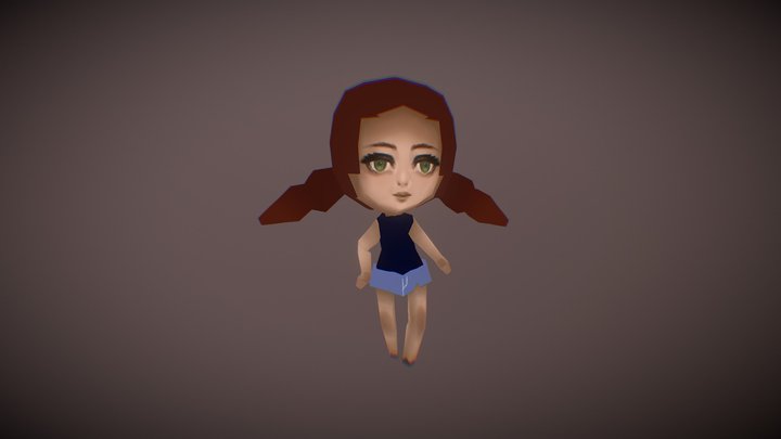 Summer Girl with Ponytails 3D Model