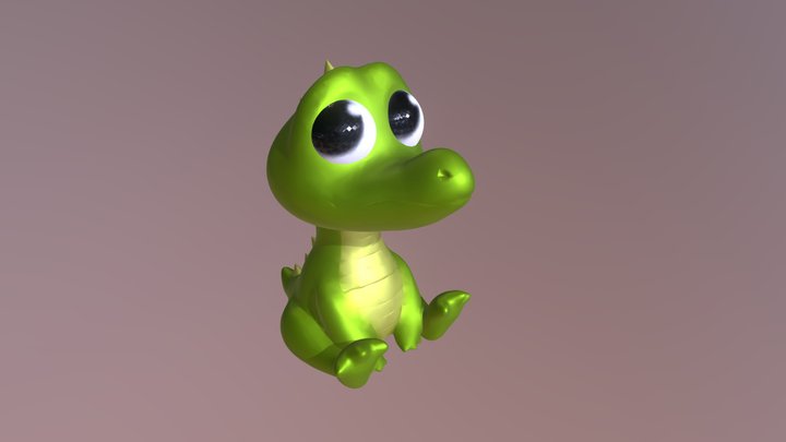 Cute Baby Alligator 3D Model