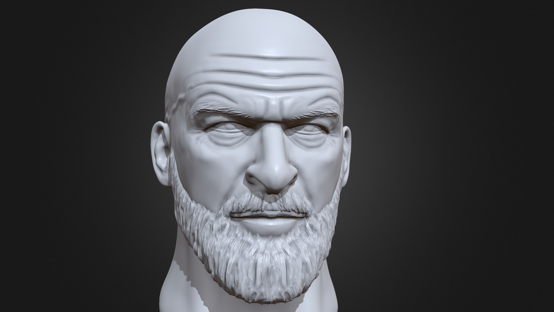 3D model Triple H 3D printable portrait sculpture - This is a 3D model of the Triple H 3D printable portrait sculpture. The 3D model is about a man with a beard.