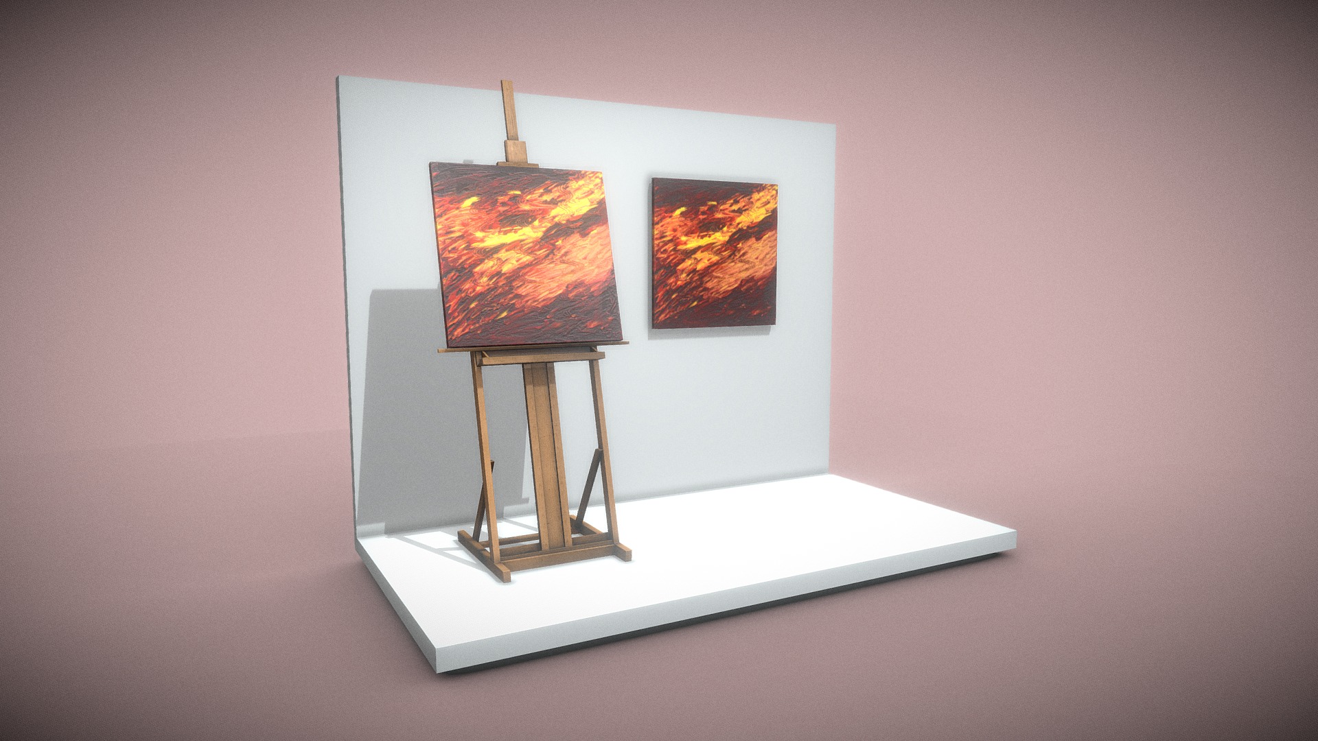 3D model Red Row No.3  – Oil Painting - This is a 3D model of the Red Row No.3  - Oil Painting. The 3D model is about a painting on a wall.