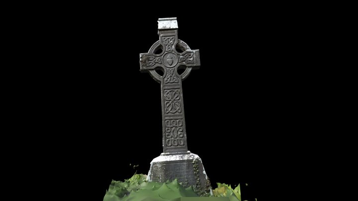 Irish Cross Tombstone at Moymet Graveyard 3D Model