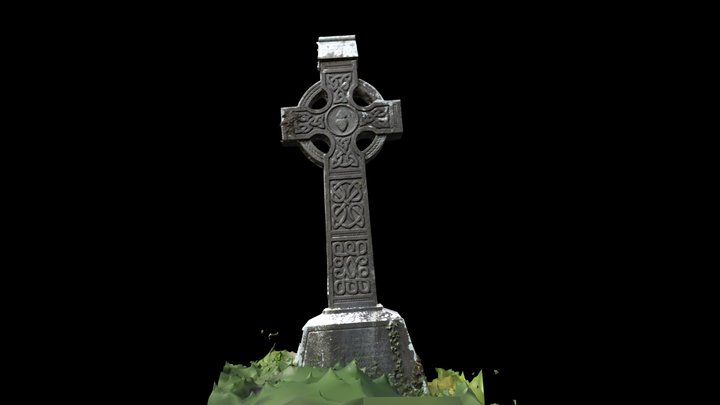 Irish Cross Tombstone at Moymet Graveyard 3D Model
