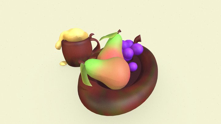 Beer and Fruit Platter – 3D FREE Model