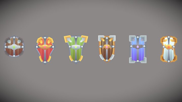 6 Toon Shields 3D Model