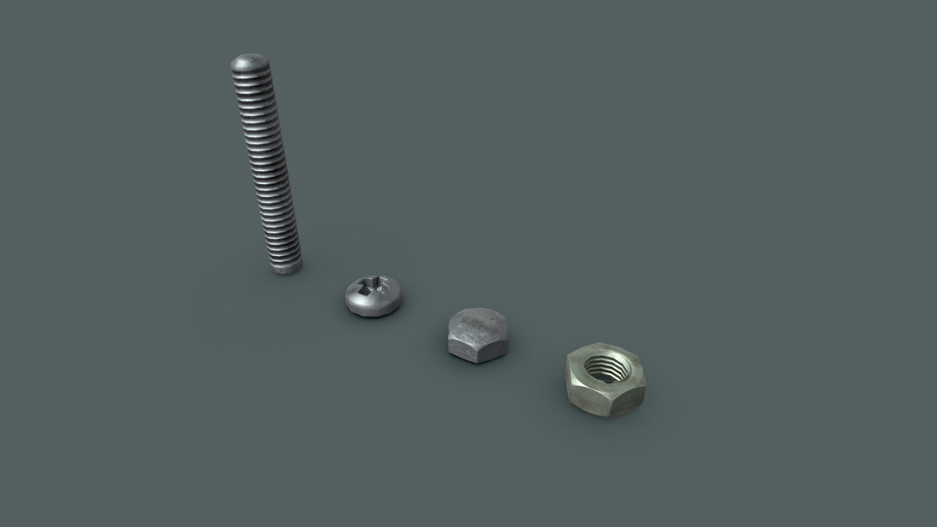 Steel Details Bolts, Screws, Nuts Buy Royalty Free 3D model by l0wpoly [a625c17] Sketchfab