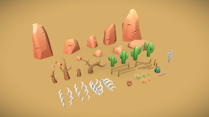 Low poly Desert Pack - Game ready 3D Model