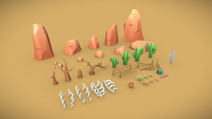Low poly Desert Pack - Game ready 3D Model