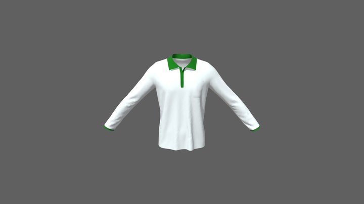 T-shirt Polo Lengan Panjang 3D Model
