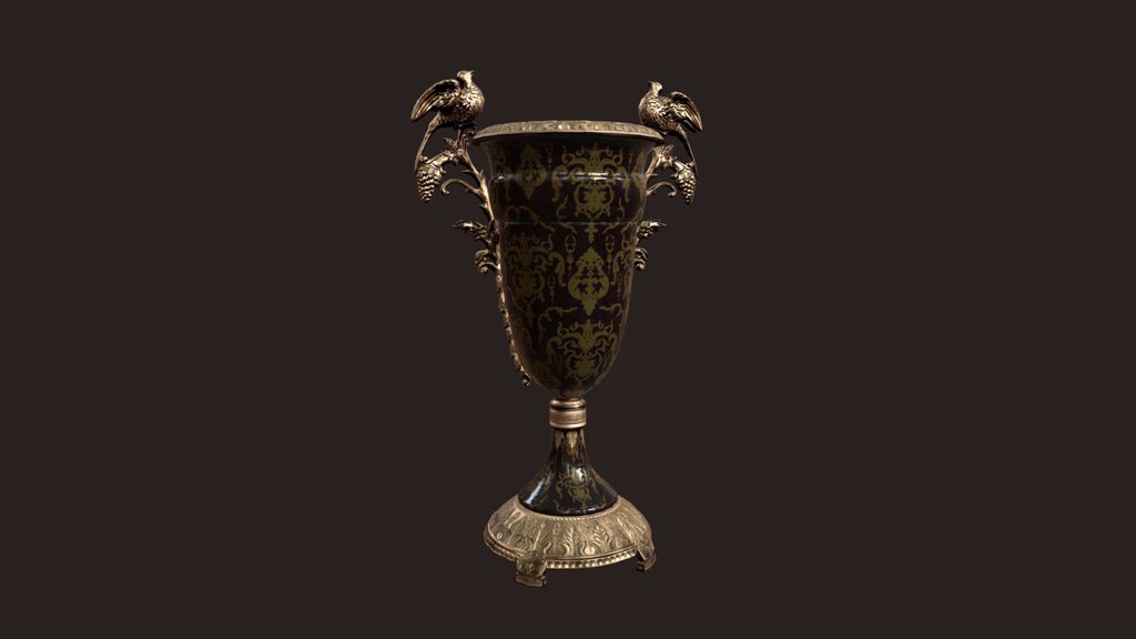 Black & Gold Ornate Vase| Lowpoly Asset