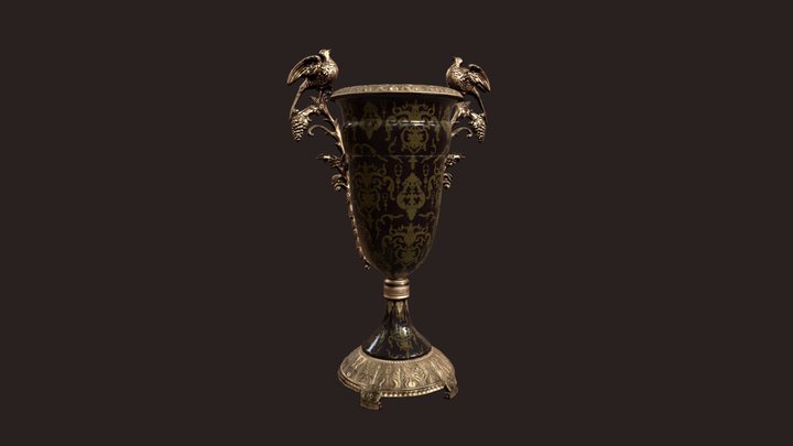 Black & Gold Ornate Vase| Lowpoly Asset