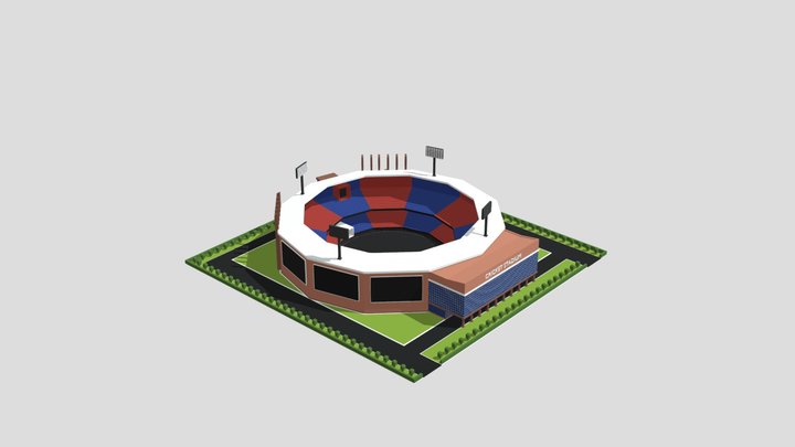Low Poly Cricket Stadium , Game ready 3D Model
