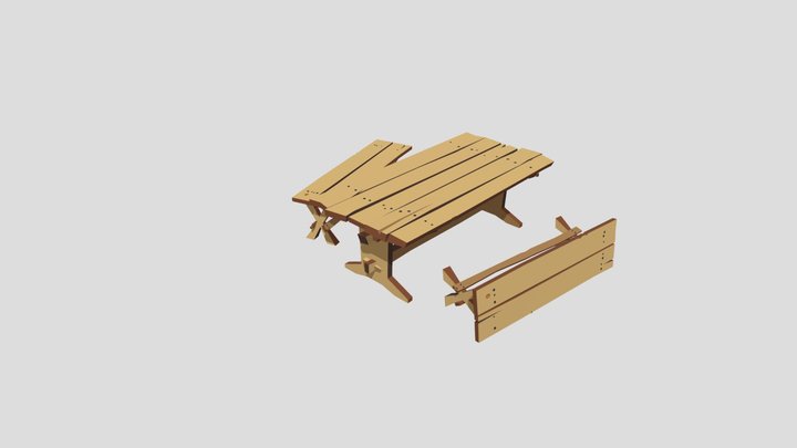Table and Bench 3D Model