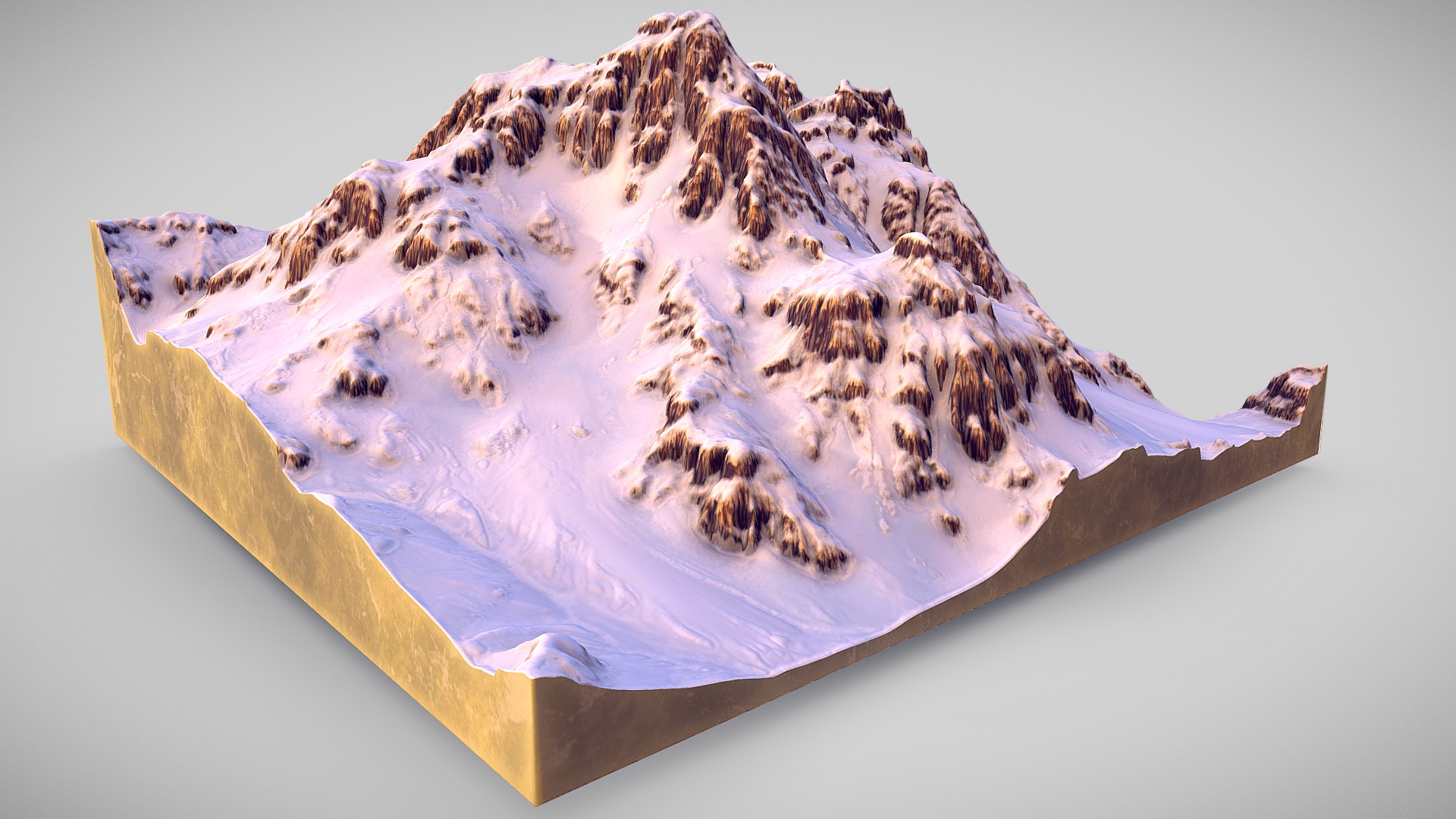 3D model Arctic Mountains - This is a 3D model of the Arctic Mountains. The 3D model is about a piece of wood with a substance on it.